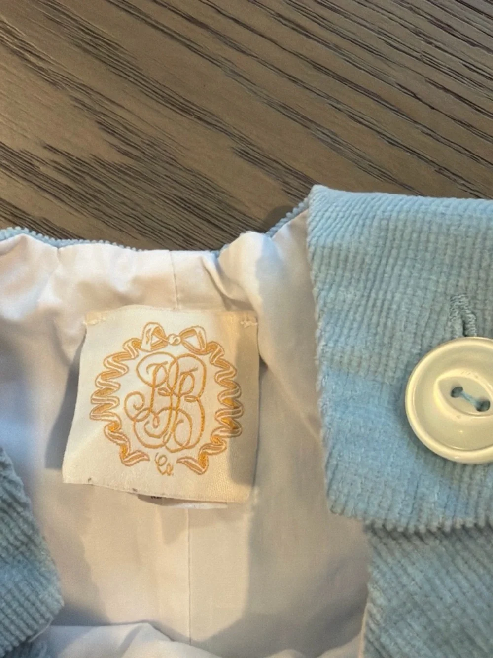 The beaufort bonnet company Light Blue Corduroy Baby Romper with Drum and Horn